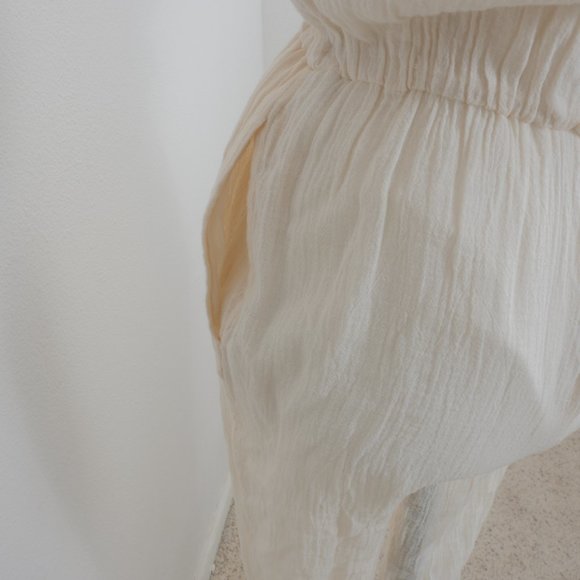 Objects Without Meaning Cream Gauze Short Sleeve Skinny Leg Size Small Jumpsuit - Picture 9 of 16